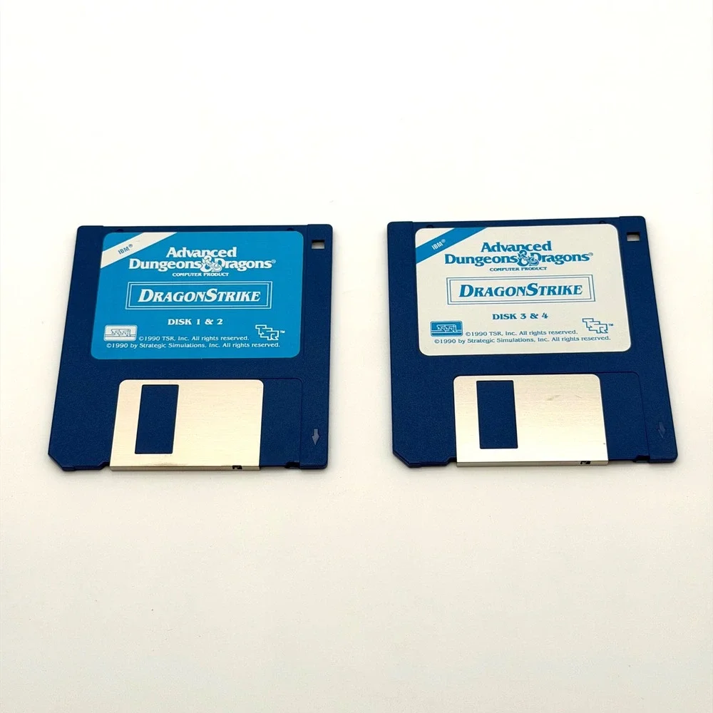 DragonStrike PC Big Box Game AD&D SSI 3.5 Floppy Disks Dragonlance CIB 1990